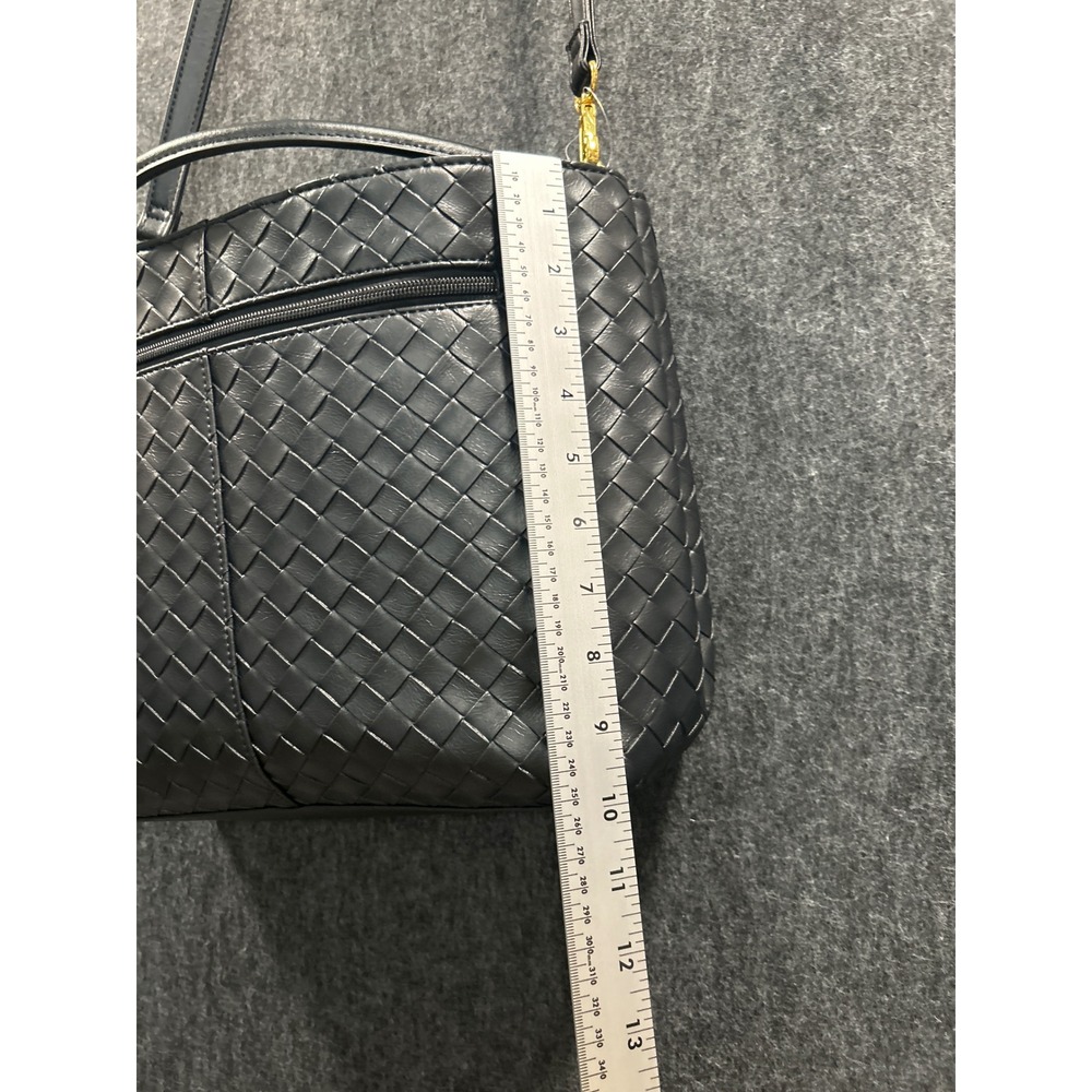 Time and Tru Woven Satchel Bag Women One Size Black NEW Crossbody Top Handle - Picture 12 of 14